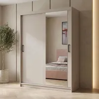 beautysofa Schwebetürenschrank HELA 120 x 204,5 x 60 cm Beige