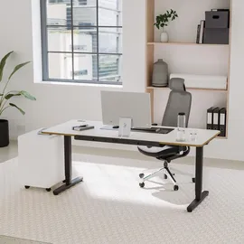 Yaasa Schreibtisch Desk Pro 180 x 80 cm Multiplex-Weiß/Schwarz