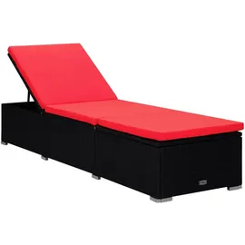furnicato Sonnenliege 195 x 60 x 31 cm Schwarz/Rot
