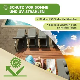 krumad Sonnensegel Dreieck 4x4 m Beige Sonnenschutz Wasserabweisendes UV Wetterfest mit Befestigungsseilen - Beige