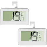 2-teiliges digitales Kühlschrank-Kühlschrank-Thermometer, Mini-Gefrierschrank-Thermometer, Raumthermometer mit Haken, großes LCD-Display °C/°F, umwandelbar mit Aufhängehaken für Küche, Zuhause