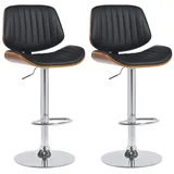 CLP 2er Set Barhocker Clawson Kunstleder walnuss/schwarz/chrom