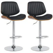 CLP 2er Set Barhocker Clawson Kunstleder walnuss/schwarz/chrom