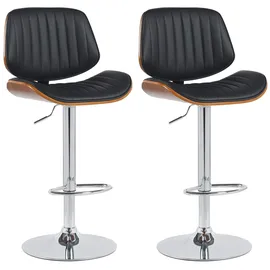 CLP 2er Set Barhocker Clawson Kunstleder walnuss/schwarz/chrom