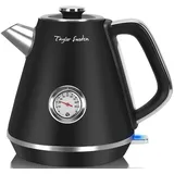 Taylor Swoden Aladin - Wasserkocher Edelstahl 1,7l, Retro Wasserkocher mit Kalkfilter 2200w, Schnell Aufheizender, Wasserstandsanzeige beleuchtet, Temperaturanzeigekessel, Abschaltautomatik