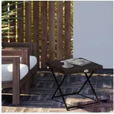 furnicato Gartentisch Moderner Klapptisch 40x40x40 cm in Braun, Stabiler Outdoor-Tisch mit Polyrattan-Platte und klappbaren Beinen braun quadratisch | 40 cm x 55 cm x 40 cm