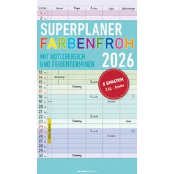 Superplaner Farbenfroh - 5 Spalten - Kalender 2026