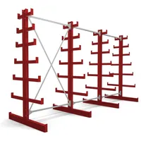 Stier Kragarmregal doppelseitig 3 Felder mit 6 absteigenden Ebenen 3900x2000x500mm feuerrot