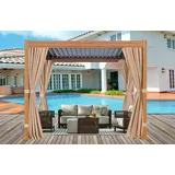 KONIFERA Pavillon Pergola Alhambra, Terrassendach mit Aluminiumpfosten, 3x3 oder 3x4 m, holzfarben, 4 Seitenteile, verstellbare Dachlamellen braun 300 cm x 300 cm