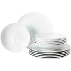 Tafelservice SELTMANN WEIDEN "Geschirr-Set, 12 Teile, Liberty Mediterranean", weiß (weiß, blau), 12 tlg., Porzellan, Geschirr-Sets, Geschirr, Teller Set, Made in Germany, 12 Teile, für 6 Personen