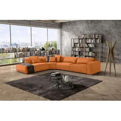Ecksofa EGOITALIANO "Beverly, extravangantes Designsofa mit erstklassigem Sitzkomfort", orange, B:378cm H:95cm T:282cm, Sofas, wahlweise mit elektrischer Relaxfunktion, Kopfteilverstellung