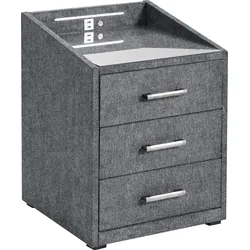 Nachtkonsole ED EXCITING DESIGN "Moon", grau (anthrazit, brego 18 anthrazit), B:47cm H:61cm T:46cm, Sideboards, mit LED-Beleuchtung und USB-Anschluss & USB-C-Anschluss
