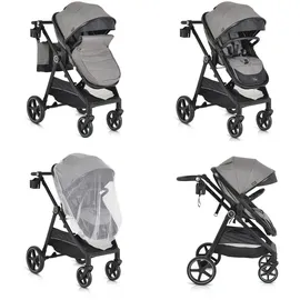 Moni Kinderwagen 2 in 1 Tokyo 22 kg umbaubar Wickeltasche Stoßdämpfer klappbar grau