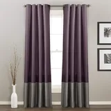 Lush Decor White Prima Fenstervorhänge-Set, für Wohnzimmer, Esszimmer, Schlafzimmer, 137,2 x 213,4 cm, 213,4 x 137,2 cm, Grau/Violett