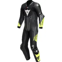 Dainese Misano 3 D-air S26, Lederkombi 1tlg. perforiert - Schwarz/Dunkelgrau/Neon-Gelb - 52
