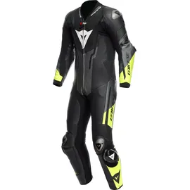 Dainese Misano 3 D-air S26, Lederkombi 1tlg. perforiert - Schwarz/Dunkelgrau/Neon-Gelb - 52