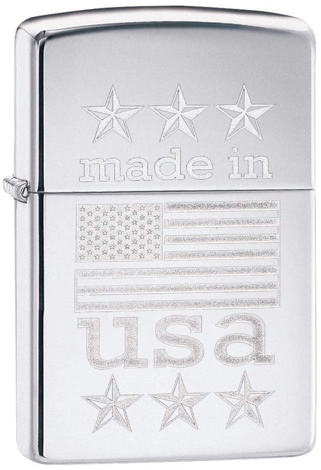Zippo Made IN USA with FLAG-29430-Spring 2017 Feuerzeug, Chrom, Silber, 5.8 x 3.8 x 2 cm