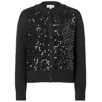 More & More Cardigan mit Paillettenfront, schwarz, GLAM Collection