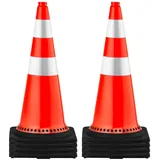Vevor Sicherheitskegel, 75 x 37 x 37 cm Verkehrskegel, orangefarbene PVC-Baukegel, Reflektierende Kragen, Verkehrskegel mit Schwarzer, Beschwerter Basis, Verwendet für Verkehrskontrolle