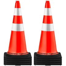 Vevor Sicherheitskegel, 75 x 37 x 37 cm Verkehrskegel, orangefarbene PVC-Baukegel, Reflektierende Kragen, Verkehrskegel mit Schwarzer, Beschwerter Basis, Verwendet für Verkehrskontrolle