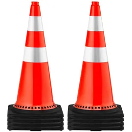 Vevor Sicherheitskegel, 75 x 37 x 37 cm Verkehrskegel, orangefarbene PVC-Baukegel, Reflektierende Kragen, Verkehrskegel mit Schwarzer, Beschwerter Basis, Verwendet für Verkehrskontrolle
