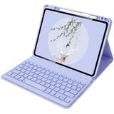 Bueuwe Tastatur hülle für iPad 6. Gen (2018), iPad 5. Gen (2017), iPad Air 2, iPad Air, iPad Pro 9,7 Zoll, abnehmbare Bluetooth-Tastatur mit Stifthalter,Lila