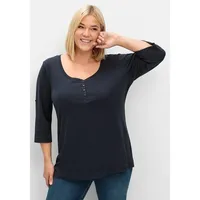 Sheego Damen Große Größen Henleyshirt aus Reiner Baumwolle Basicmode