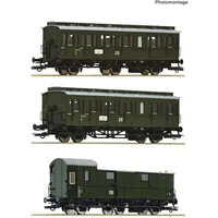 Roco 3-tlg. Set Nebenbahnzug der DR Abteilwagen 2. Klasse/Gepäckwagen 6200130 H0