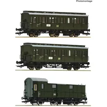 Roco 3-tlg. Set Nebenbahnzug der DR Abteilwagen 2. Klasse/Gepäckwagen 6200130 H0