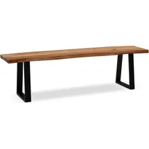 FineBuy Sitzbank Akazie Braun 140 x 40 x 45,5 cm
