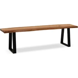FineBuy Sitzbank Akazie Braun 140 x 40 x 45,5 cm
