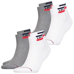 Levis Unisex Quarter Sportsocken Mid Cut Sportswear Logo 4er 6er 8er Multipack in 35-38 Weiß / Grau