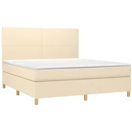 vidaXL Boxspringbett mit Matratze & LED Creme 180x200 cm Stoff