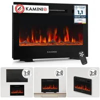 KAMINIO Elektrokamin MARLON, 3in1 Kamin: Elektrischer Stand-, Wand- und Einbaukamin, Heizung 1800W schwarz 61 cm x 46.6 cm x 11.9 cm