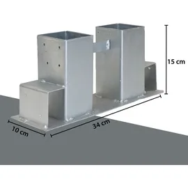 Baumarktplus 2er Set Holzstapelhilfe feuerverzinkter Stahl 34 x 10 x 15 cm Silber