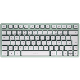 Cherry KW 7100 MINI BT, Kompakte Multi-Device-Tastatur mit 3 Bluetooth-Kanälen, Deutsches Layout (QWERTZ), Flaches Design, inkl. Transporttasche, Agave Green