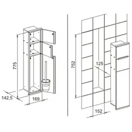 Keuco Plan Integral Modul WC 1 Anschlag rechts verchromt/Aluminium lackiert