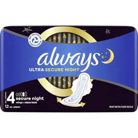 Always Ultra Secure Night mit Flügeln 72 Binden (6 x 12 Stück,