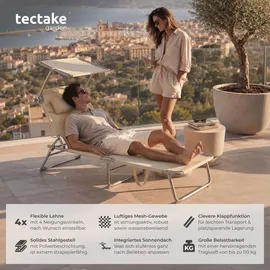 Tectake Chloé Sonnenliege 190 x 68 x 65 cm Beige