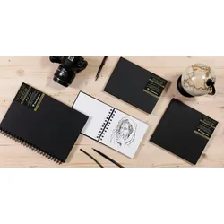 Clairefontaine 5x Goldline, Skizzenbuch A5 mit Fadenbindung,64 Blatt 140g weiß, Hochformat - Weiß 34245C
