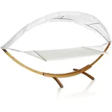 Randaco Hängematte Mit Hölzern Gestell - Outdoor Hängesitz Mit Markise - 210 X 150 Cm Gartenliege - Hängemattengestell