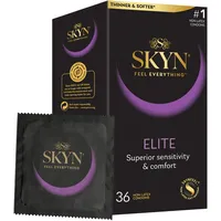 SKYN Elite Kondome (36 Stück), latexfrei, Skynfeel, für Männer, normale Größe, ultradünne und weiche Kondome, glatte gerade Form, 53 mm breit
