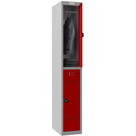 Phoenix PL1230GRC Schließfach Locker Grau - 1 Spind 2 Roter Türen - Kombinationsschloss - Für Büro, Lager, Fitness