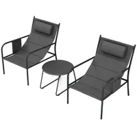 KOMFOTTEU Balkonset, Balkonset Gartenmöbel Set, mit Kopfkissen grau