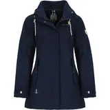Dry Fashion Damen Funktionsmantel Leer mit abnehmbarer Kapuze - Taillierte Funktionsjacke wasserdicht und winddicht in Navy Größe 44 - 44