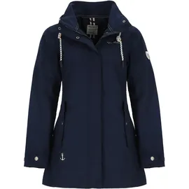 Dry Fashion Damen Funktionsmantel Leer mit abnehmbarer Kapuze - Taillierte Funktionsjacke wasserdicht und winddicht in Navy Größe 44 - 44