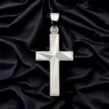 Anhänger Kreuz 375 Gold Weißgold teil matt Kreuzanhänger Weißgoldkreuz