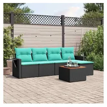vidaXL Gartensofa-Set 6-tlg. Loungesofa schwarz