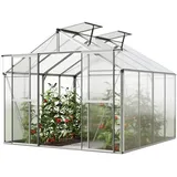 GFP Gewächshaus Orchidee 4 Alu-Rahmen 256x256 cm Polycarbonat Platten | Grau