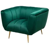 Riess-Ambiente Riess Ambiente Retro Sessel Noblesse - 105cm - smaragdgrün Gold - Samt Metallfüße - Federkern Ziersteppung Lesesessel Loungesessel
